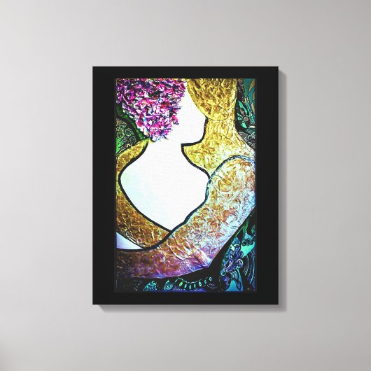 Toile Embrasser l'oeuvre de couple interracial étreindre (Recto)