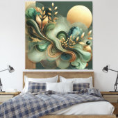 Toile Emerald Gold Harmony Abstrait Botanical Canvas Art (Insitu(Chambre))