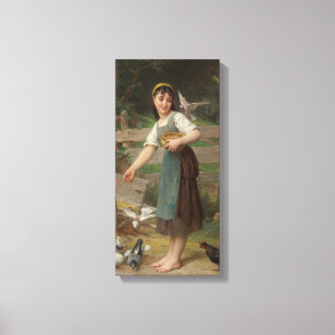 Toile Emile Munier Vintage Nourrir les colombes