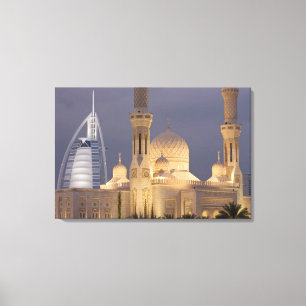 Toile Émirats arabes unis, Dubaï. Mosquée le soir avec B