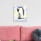 Toile Empereur Penguin avec l'aquarelle de bébé poussin (Insitu(Salon))