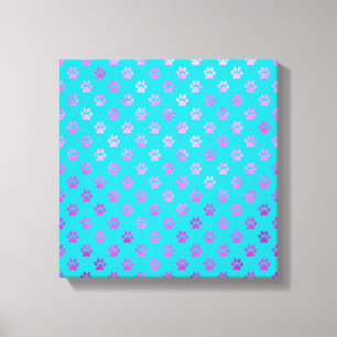 Toile Empreinte de patte de chien Aqua rose Turquoise Bl