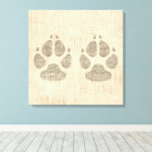 Toile Empreinte de patte de chien avec Arrière - plan de (Insitu (Plancher de Bois))