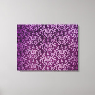 Toile Empreinte en triptyque violet de Damask botanique