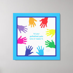 Toile Empreintes à main colorées pour enfants avec bordu