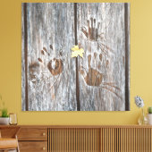 Toile Empreintes à main Oiseaux sur planches en bois ave (Insitu(Salon))