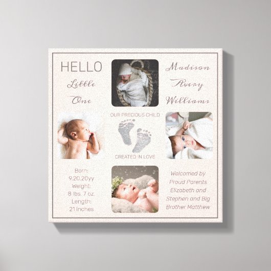 Toile Empreintes photos multiples Blush garde-naissance (Recto)