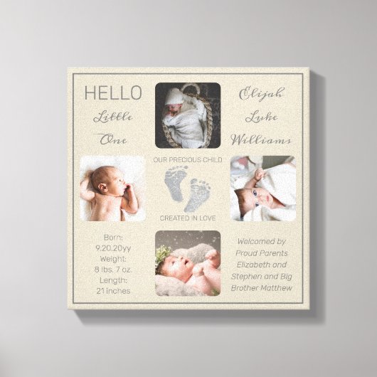 Toile Empreintes photos multiples Greige garde-naissance (Recto)