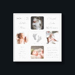 Toile Empreintes photos multiples photo garde-seins Canv<br><div class="desc">Créez un saké de naissance qui est aussi unique que votre précieux enfant avec ce design photo "Hello Little One" quatre avec le nom de votre bébé, les statistiques de naissance, les noms des parents et des frères et soeurs. Au centre, vous trouverez deux lignes modèles pour votre message personnel...</div>