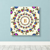 Toile en cercles couleur bicyclettes mandala initial (Insitu (Plancher de Bois))