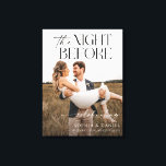 Toile encadrée La veille du dîner de répétition<br><div class="desc">Accueillez vos invités à votre dîner de répétition avec ce magnifique panneau de bienvenue de mariage qui présente une photo de votre choix ! Personnalisez facilement avec vos noms. Toile encadrée.</div>