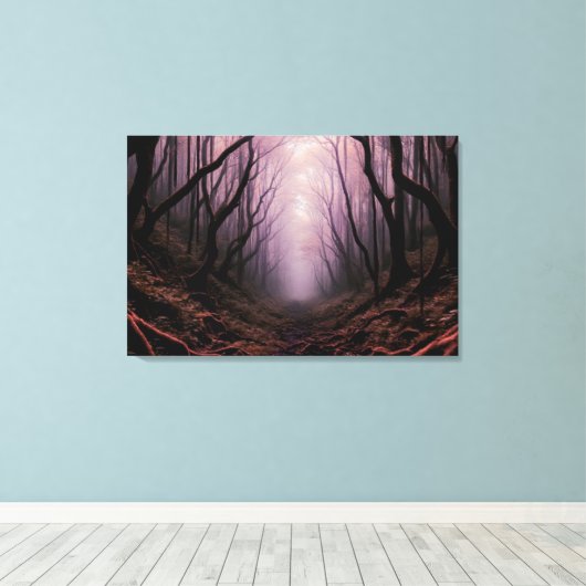 Toile Enchanted Forest Path – Pink Dark Landscape Canvas (Insitu (Plancher de Bois))