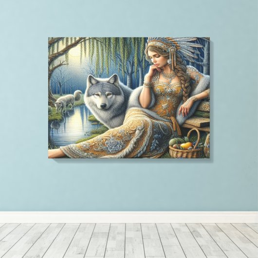 Toile Enchantement Lune dans la Forêt Mystique24x18 (Insitu (Plancher de Bois))