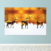 Toile Enchanter Forest Trio : Oriental Deer Art (Insitu (Plancher de Bois))