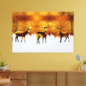 Toile Enchanter Forest Trio : Oriental Deer Art (Insitu(Salon))