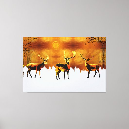 Toile Enchanter Forest Trio : Oriental Deer Art (Recto)