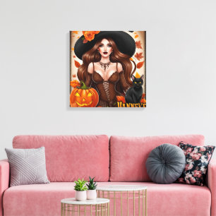 Toile Enchanter Halloween Femme Mur Art - Automne