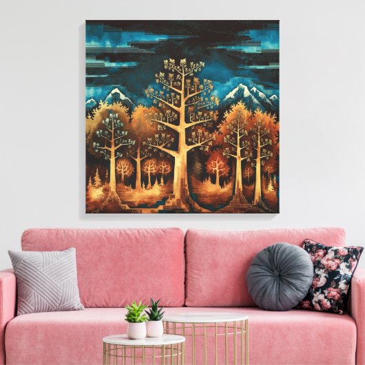 Toile Enchanter le cerf Brown dans l'aquarelle de forêt  (Insitu(Salon))