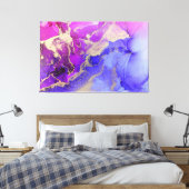 Toile Encre d'alcool Abstraite rose or violet (Insitu(Chambre))