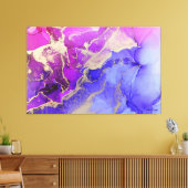 Toile Encre d'alcool Abstraite rose or violet (Insitu(Salon))