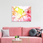 Toile Encre d'alcool rose Fleur Abstraite (Insitu(Salon))