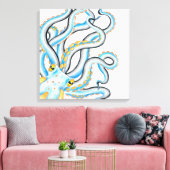 Toile Encre de pieuvre funky Bleu orange (Insitu(Salon))