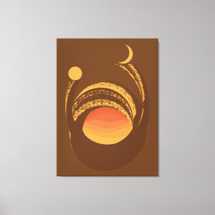 Toile Énergie Chaude Dualité Soleil et Lune Abstrait