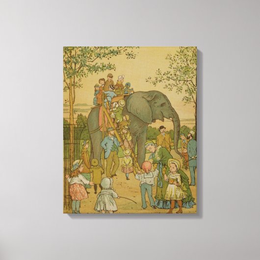 Toile Enfants à cheval sur l'éléphant (litho) (Recto)