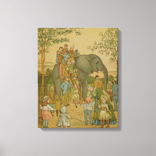 Toile Enfants à cheval sur l'éléphant (litho)