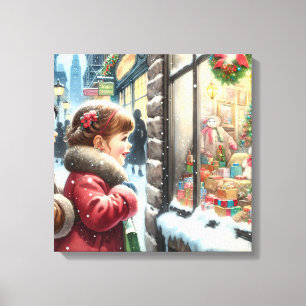 Toile Enfants à la recherche d'une fenêtre de Noël
