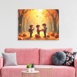 Toile Enfants citrouilles de Thanksgiving