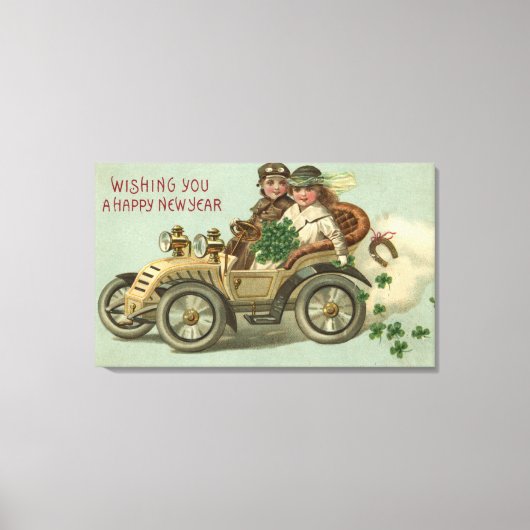 Toile Enfants dans une voiture avec Shamrocks (Recto)