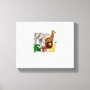Toile Enfants Éléphant Girafe Garçons Filles Lion Zoo A