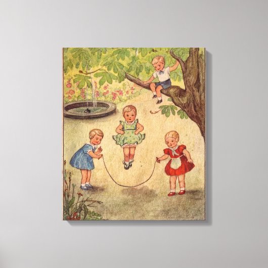 Toile Enfants en jeu - Illustration vintage pour enfants (Recto)