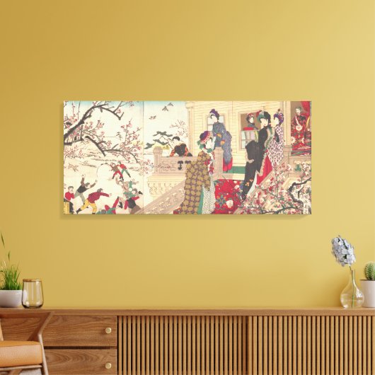 Toile Enfants jouant dans la neige sous les pruniers (Insitu(Salon))