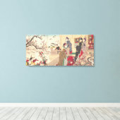 Toile Enfants jouant dans la neige sous les pruniers (Insitu (Plancher de Bois))