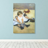 Toile Enfants jouant sur la plage par Mary Cassatt (Insitu (Plancher de Bois))