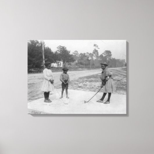 Toile Enfants noirs jouant au golf Photographie (Recto)