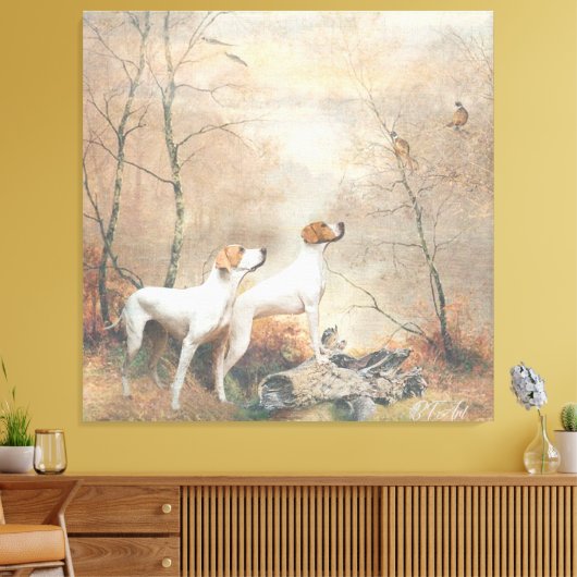 Toile English Pointer chasse les faisans (Insitu(Salon))