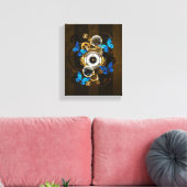 Toile Engrenages à vapeur et papillons bleus (Insitu(Salon))