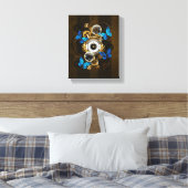 Toile Engrenages à vapeur et papillons bleus (Insitu(Chambre))