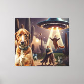 Toile Enlèvement d'ovnis de chat avec un chien inquiet a (Recto)