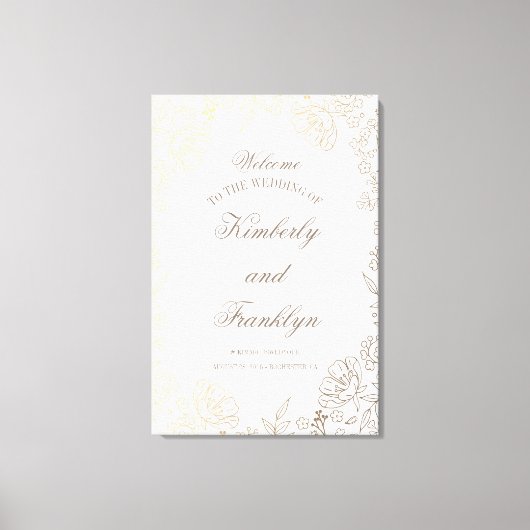 Toile Énorme Affiche de bienvenue Mariage Florale (Recto)