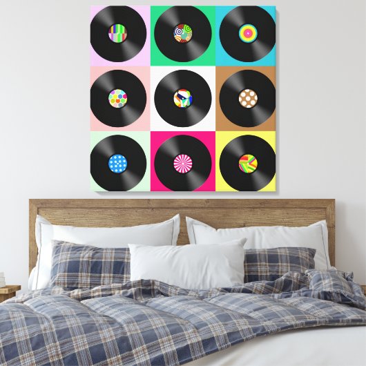 TOILE ENREGISTREMENTS VINYLES POP ART STRETCHÉ CANVAS AR (Insitu(Chambre))