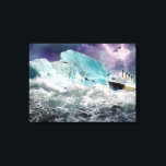Toile enrobée de peinture en Titanic et en Iceberg<br><div class="desc">Peinture d'artiste représentant ma version du Titanic RMS dans une mer orageuse avec des nuages sombres dans le ciel qui s'approchent de l'immense iceberg qui coulerait ce majestueux navire. 2012 marque le centenaire de l'événement historique - le naufrage prématuré du Titanic de RMS.</div>