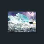 Toile enrobée de peinture en Titanic et en Iceberg<br><div class="desc">Peinture d'artiste représentant ma version du Titanic RMS dans une mer orageuse avec des nuages sombres dans le ciel qui s'approchent de l'immense iceberg qui coulerait ce majestueux navire. 2012 marque le centenaire de l'événement historique - le naufrage prématuré du Titanic de RMS.</div>