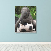 Toile enrobée de soccer d'éléphant (Insitu (Plancher de Bois))