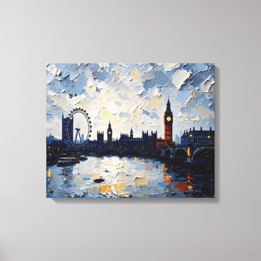 Toile enrobée Skyline de Londres | Peinture à l'hu (Recto)