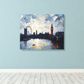 Toile enrobée Skyline de Londres | Peinture à l'hu (Insitu (Plancher de Bois))