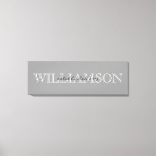 Toile Enseigne de monogramme de nom de famille gris